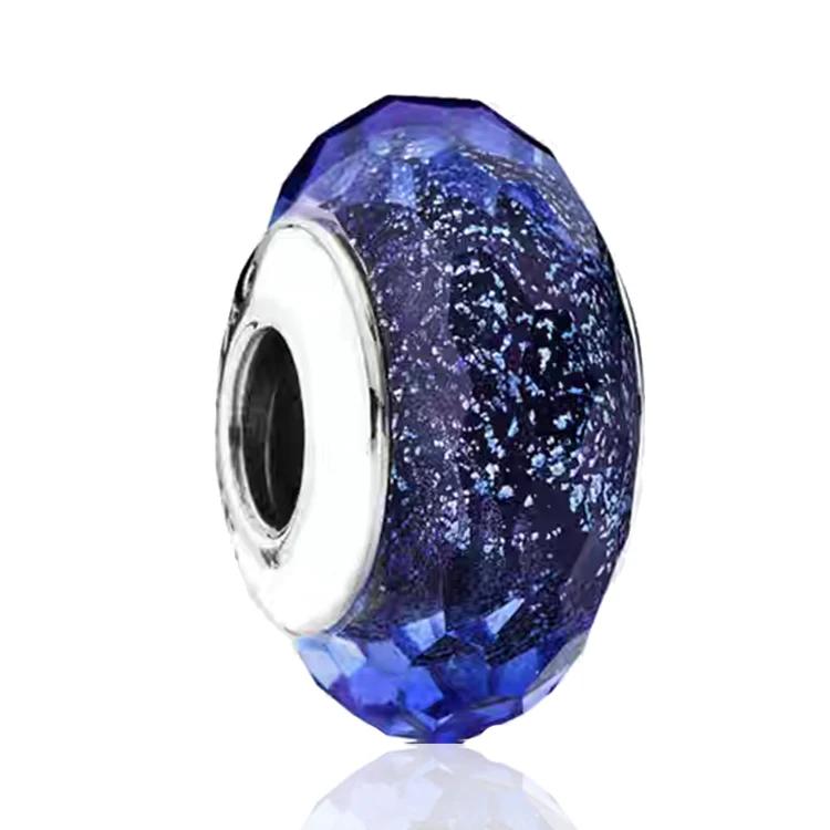 New Original Copper Murano Glass Flower And Leaf Cosmic Rainbow Charm Beads For Bracelet Diy Women Jewelry Gift