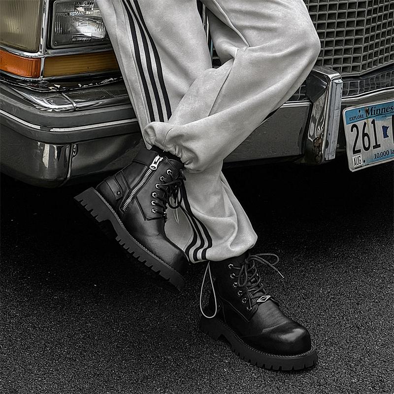 Fashion Leather Ankle Boots For Man Genuine Leather Big Size Boots High Quality Designer Formal Platform Casual Boots Fashion