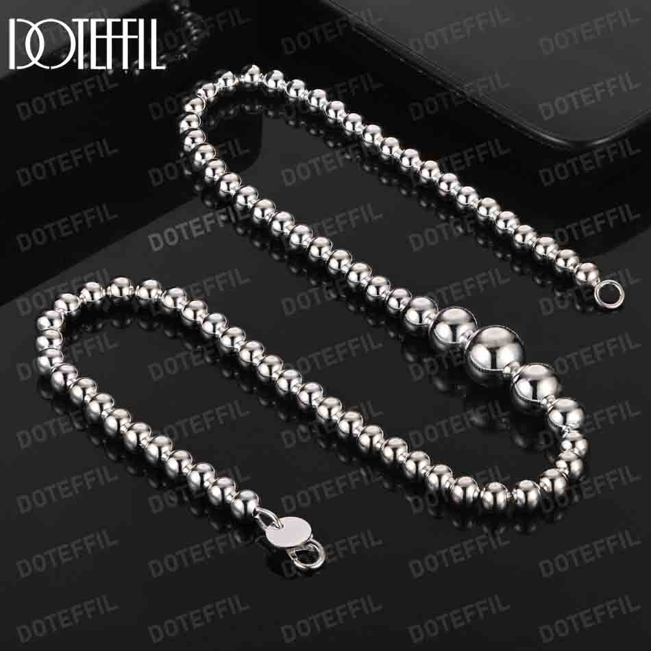 925 Sterling Silver Smooth Bead Ball Chain Necklace Fashionable Wedding Jewelry