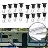 Piping Strip Hooks RV Awning Hooks 16PCS 16x ABS+Metal Black Camping Piping Rail Hook For Camping Tent Reusable