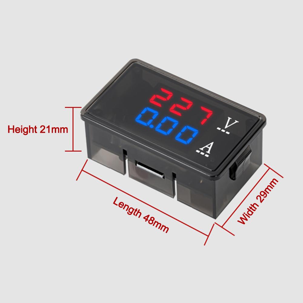 AC70-480V/10A 0.56-inch LED Screen AC Dual Digital Display Voltmeter And Ammeter Volt Meter Gauge Blue+Red