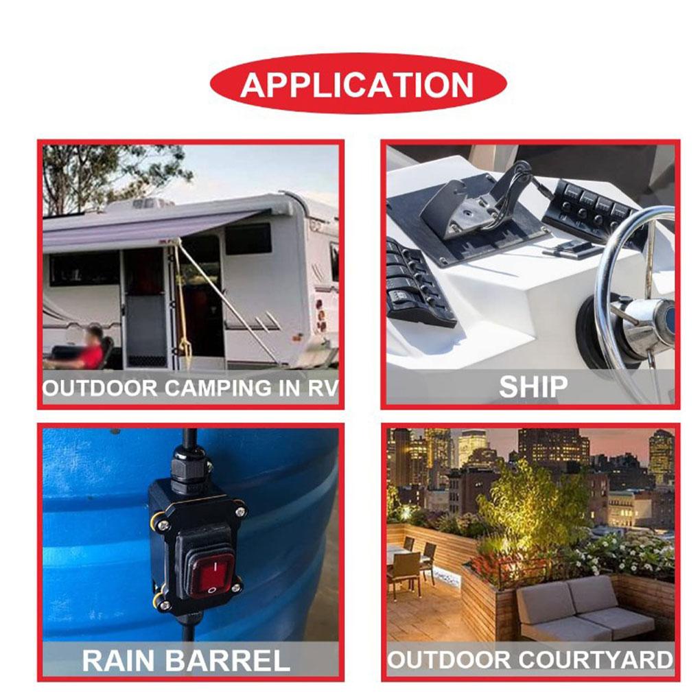12-24V Waterproof Switch IP67 Outdoor Rainproof & Waterproof Ship Type Switch Rainproof Junction Box Power Switch Toggle Switch