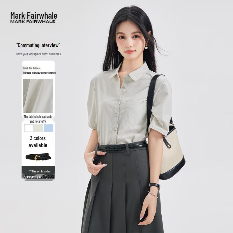 MARK FAIRWHALE Women s Short Sleeve Lapel Shirt S