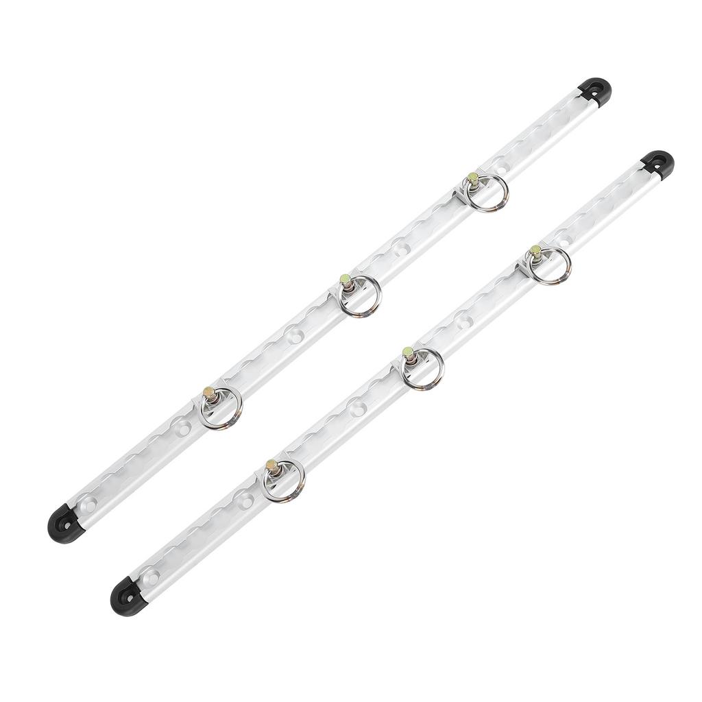 Pair of 23.6in Aluminium L Tracks with 6pcs Single Stud Fitting Round Ring for Truck Beds Trailers Cargo Tie Down
