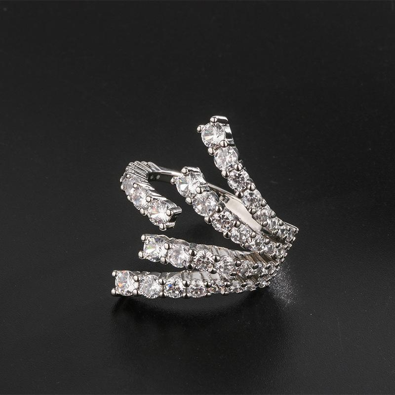 Ring Damen Trend Mikro-Eingelegter Farbiger Zirkonium Lebendig Öffnender Ring Kreativer Geometrischer Ring