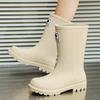 New medium tube rain shoes, women's non-slip water shoes, fashion water boots, thick-soled rain boots and velvet work rubber shoes