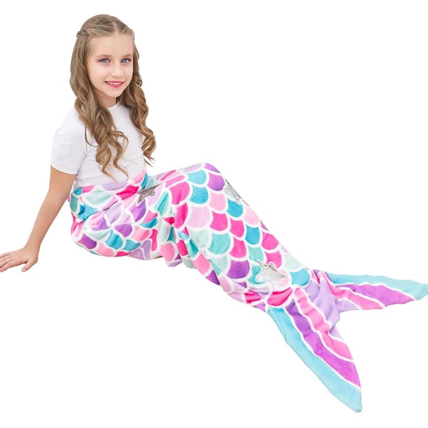 

Спальный мешок Русалка Универсальный Мягкий Плед Хвост Русалки Красивый Уютный Радужный Плед Русалки Детский Спальный мешок против сбрасывания B color under 4 years old
