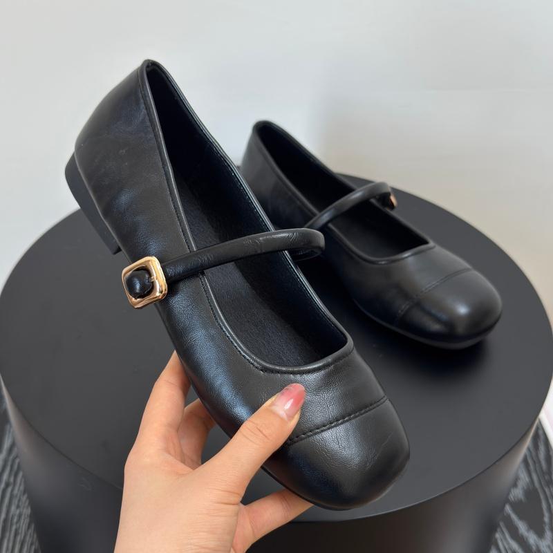 Designer Frühling Quadratische Spitze Damen Ballerinas Komfort Weiche Sohle Leder Einzelne Schuhe Damen Elegant Kleid Oma Schuhe