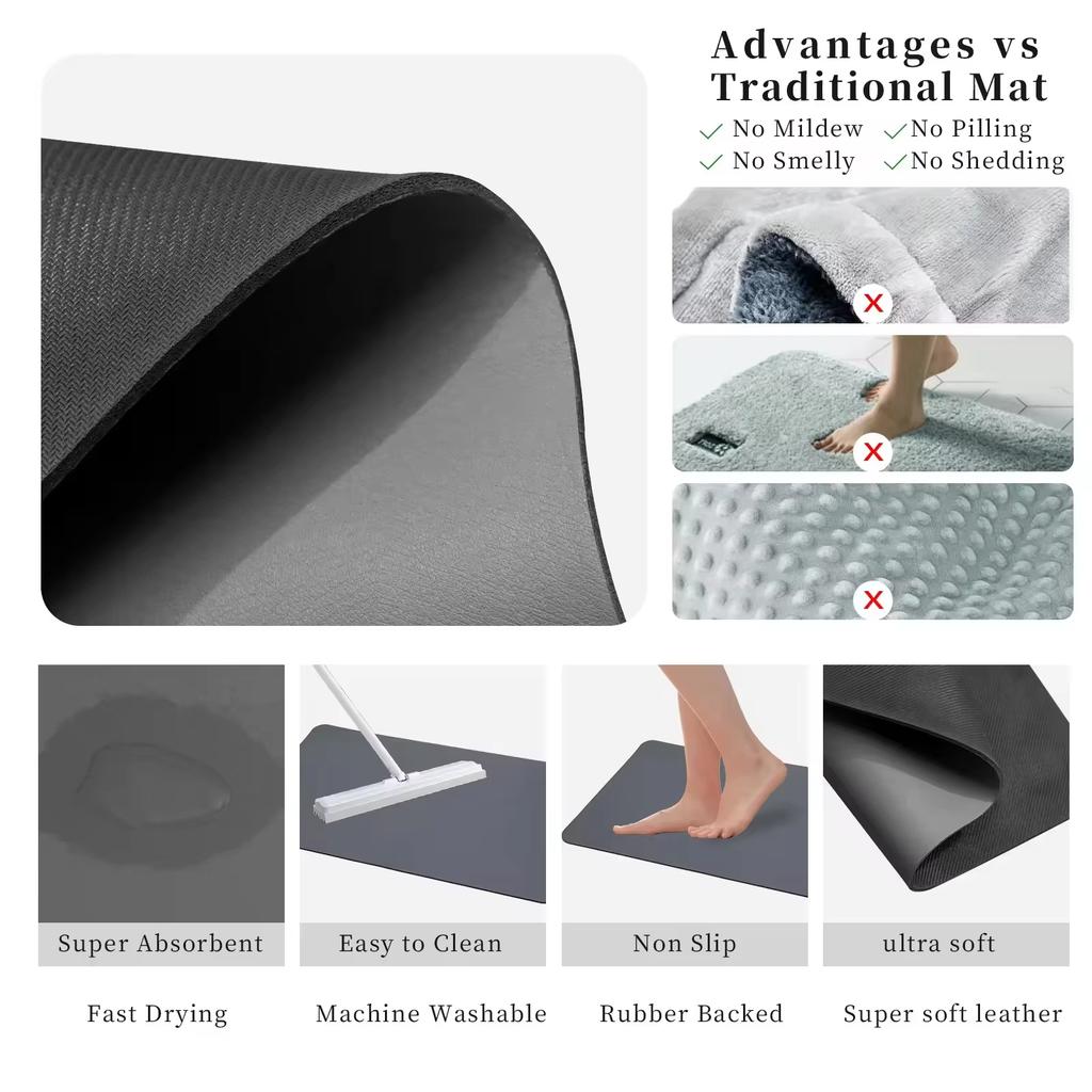 Tappeto da Bagno Floreale Tappeto Irregolare Tappetino Assorbente per Pavimenti Domestico Resistente all'Usura Tappetino da Bagno ad Assorbimento Rapido