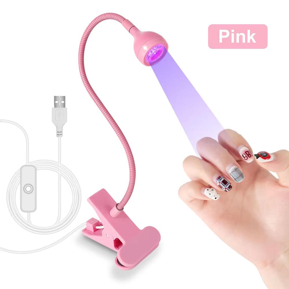 Quick-Drying Nail Lamp Usb Clip Desk Lamp 360 Degree free Rotation Light Nail Polish Uv Curing Violet Light Quick drying