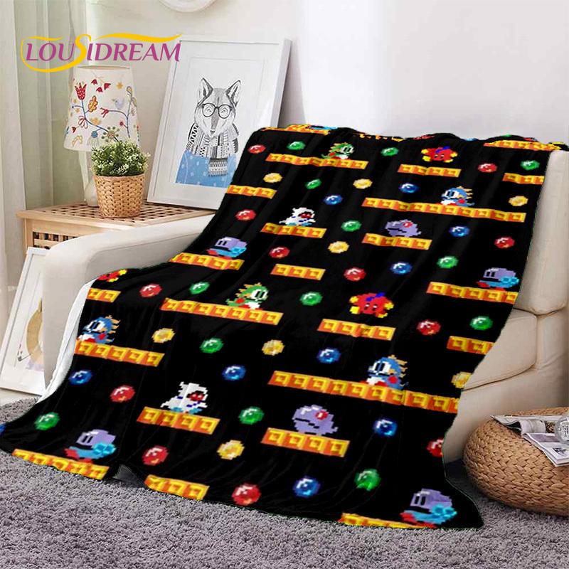Cartoon Bubble Bobble Puzzle Bobble Retro Game Soft Blankets,Throw Blanket Comfortable Blanket for Picnic Beds Home Bedroom Kids