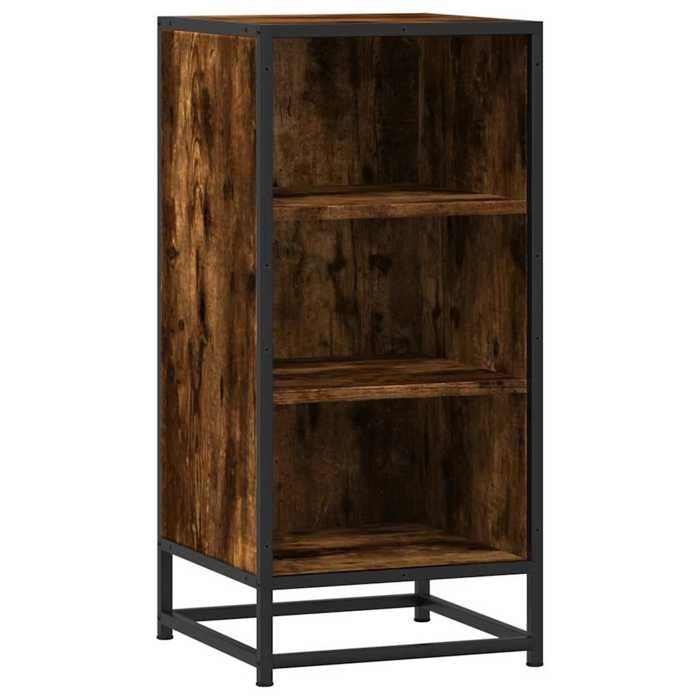 VidaXL Buffet chêne fumé 35,5x35x76 cm bois d'ingénierie et métal, armoire de rangement, meuble d'entrée, meuble d'appoint 848951
