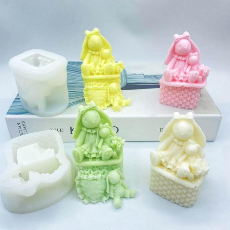 Cute Animal Candle Molds Lovely Rabbits Storage Box Silicone Molds Jewelry Box Resins Molds Soap Molds Home Decorations