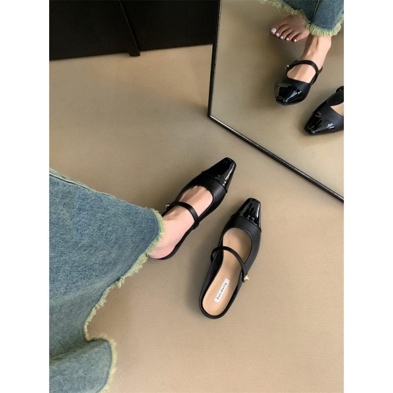 Fashion Cover Toe Shoes Low Square Heel Ladies' Slippers Luxury Slides Slipers Women Block Designer 2025 Soft Rome Fabric PU Hoof Heels