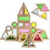 Rainbow Stack Acrylic Block Kid Montessori Wooden Toy  Colorful Learning Educational Construction Building Toys Set  For Ages 2+