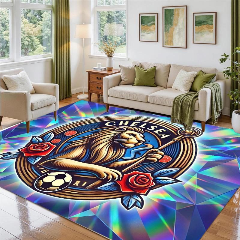 Chelsea FC Design Crystal Velvet Rug Soft Decorative Mat for Bedroom Entrance