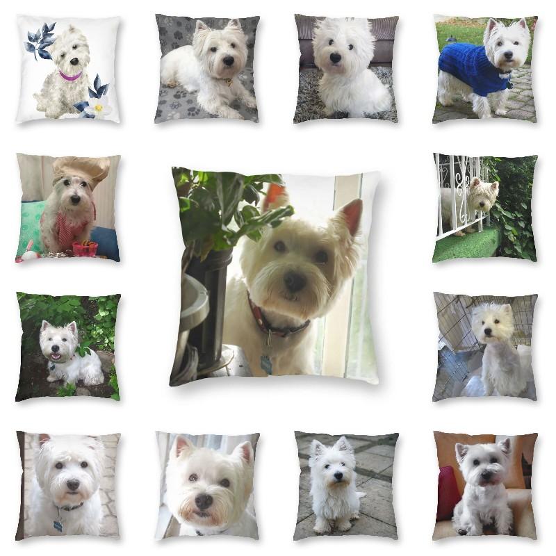 

Westie Safari Pillow Case Home Decor West Highland White Terrier Dog Cushions Throw Pillow for Living Room Double-sided Printing