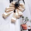 Fabric Bowtie Crystal Collar Flower Brooch Accessories Bow Tie  British Style