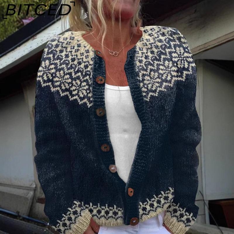 BITCED Women's Cardigan Sweater - Color-Blocked Oversized Knit Top