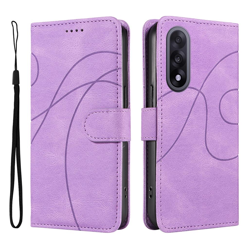 For OnePlus Nord 5 5G/OnePlus Ace 5 Ultra 5G Wallet Case Leather Phone Cover Stand with Curved Line Design