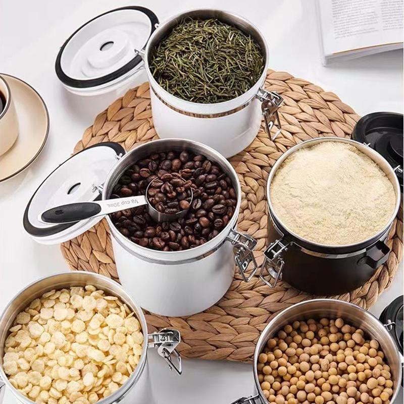 Stainless Steel Coffee Beans sealed jar Vacuum Storage Container Large Capacity Grains Tea Nut Snack Keep Fresh Storage Jar