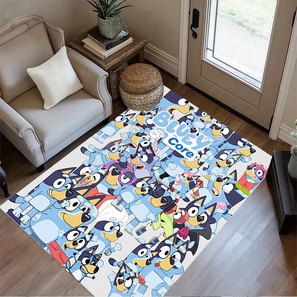 Bluey Core Adventures Floor Rug Office Rug Design for Playrooms Decorate room Game Room Kitchen Anti-slip Rug Decorate Offices Best for Christmas