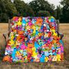 Colorful Sesame Muppets Together Blanket Flannel Throw for Sofa, Indoor, Camping, Living Room, Office, Chair, And Bed Soft Birthday Gift