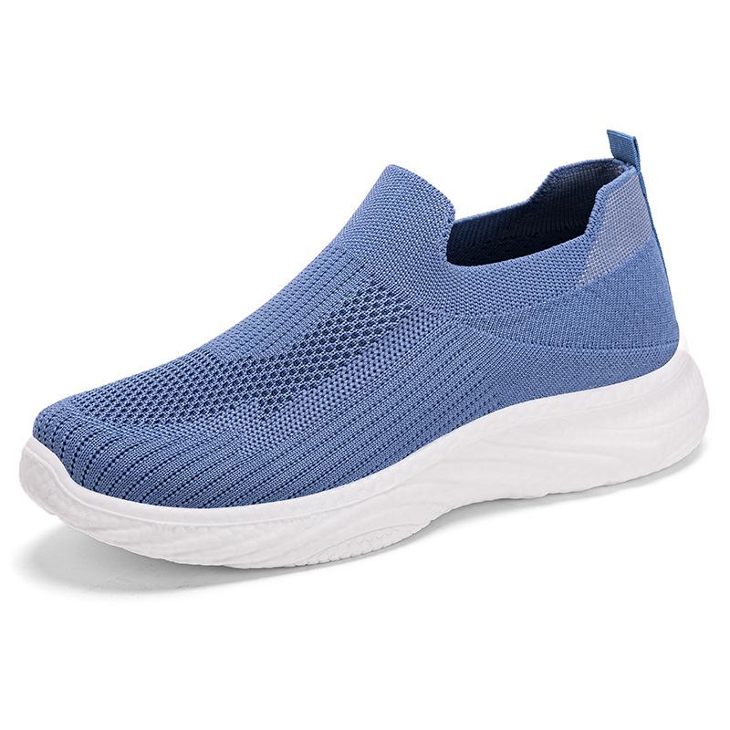 Men's Breathable Slip-On Sock Shoes, Odor-Resistant, Solid Color, Versatile Flyknit Shoes, Casual Couple's Wear