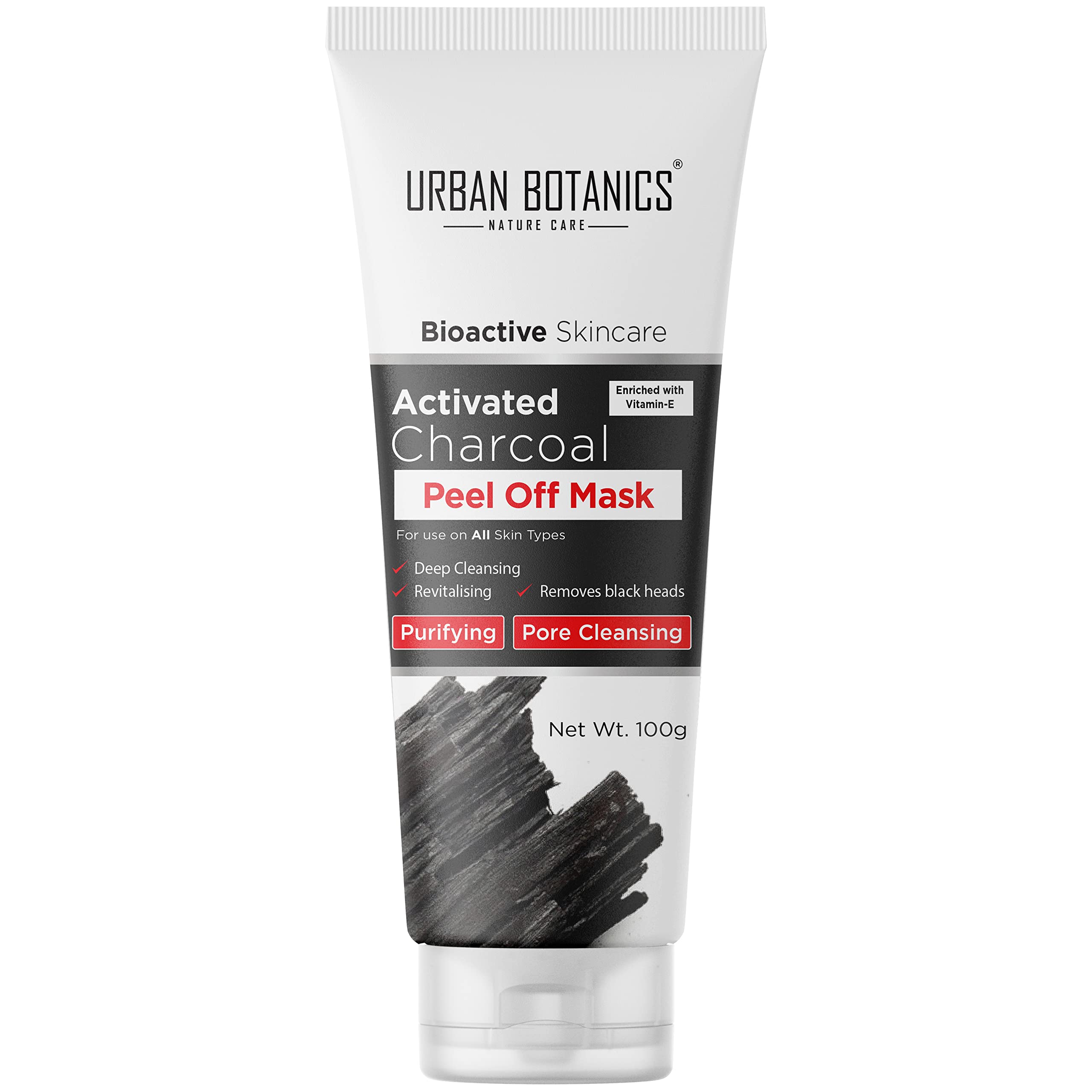 

UrbanBotanics Activated Charcoal Peel Of Mask For Men & Women with Vitamin E for Deep Pore Cleansing, Removing Blackheads and Whiteheads & Fresh