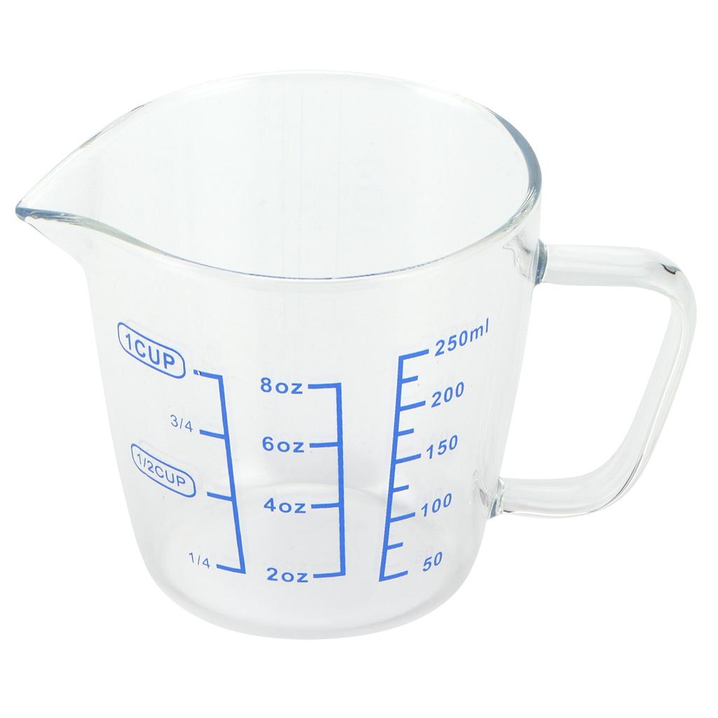 Hitzebeständiger Messbecher aus Glas, Milchwaage, Messbecher mit Deckel, Küchenutensil(250ml )