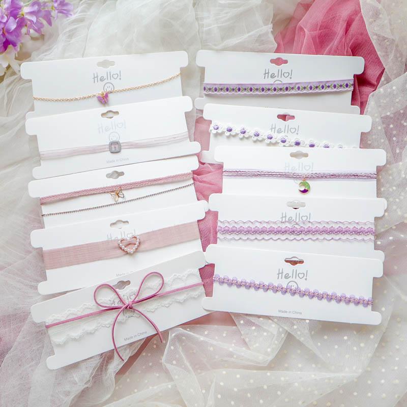 Purple Choker Necklace for Women Fashion Pearl Lace Butterfly Daisy Flower Heart Moon Clavicle Jewelry Accessory Ideal Gift