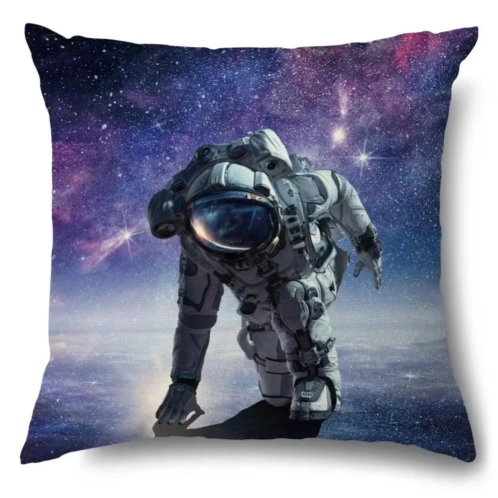Luxury Home Decor Pillow Cover Living Room Sofa Cushion Cover Blue Planet Astronaut Pattern Cushion Cover