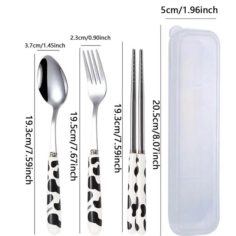 3pcs-Portable Tableware Set With Storage Case, Spoons, Forks, Chopsticks For Workplace Home Restaurant, Kitchen Utensils