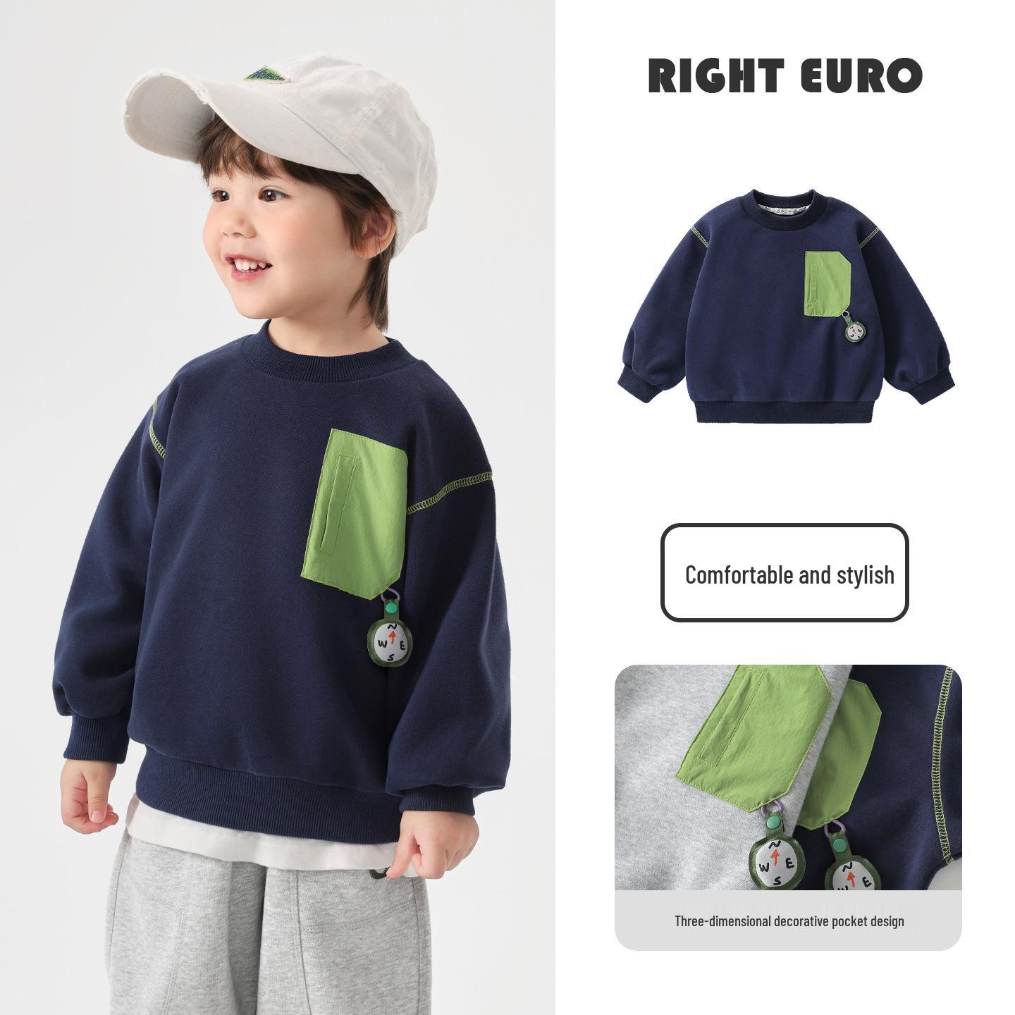 

2026 Trendy European Boys Spring/Autumn Hoodie - Versatile Kids Wear for Toddlers & Children 120 cm