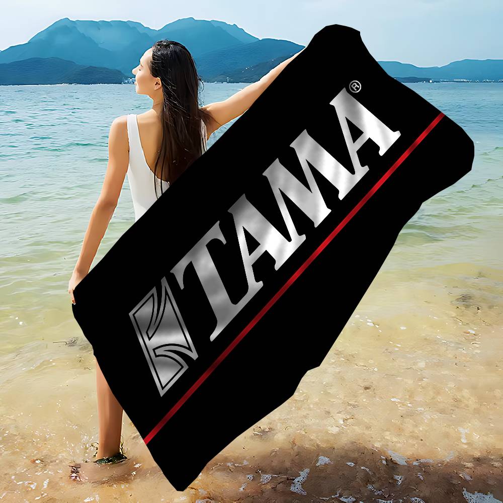 Stylish T-TAMA Drum Beach Towel Colorful Bath Towels for Girl Microfiber Quick Dry Custom Sand Free Beach Yoga Spa Gym Pool