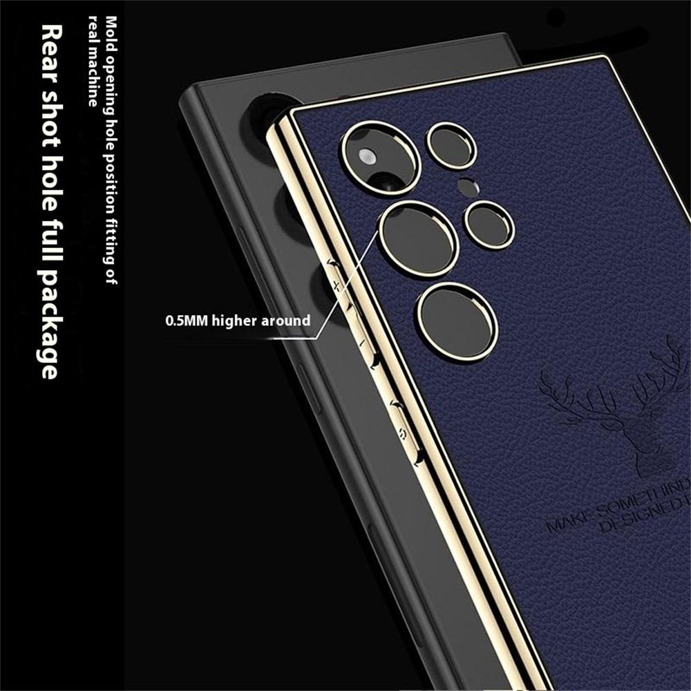 For Samsung Galaxy S24 Ultra Case Deer Pattern Electroplating TPU+PC+PU Phone Back Cover