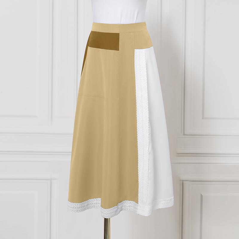 

ZANZEA Женские повседневные миди-юбки А-силуэта с кружевной вставкой 5XL хаки