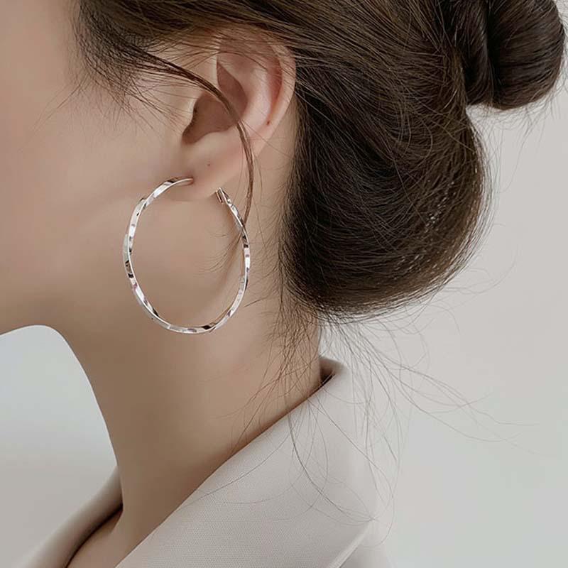 Korean Style Twisted Circle Earrings: European and American Niche Design, Cold Style Accessories серебряный