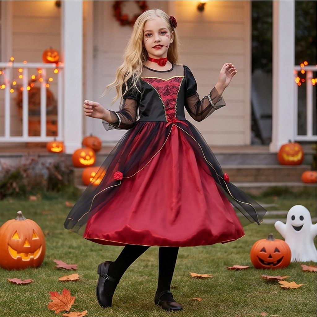 Girls Witch Costume Dress for Halloween House Party