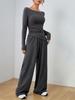 Loose Fit Women's Wide-Leg Pants Two-Piece Set - Soft, Stylish, Irregular Design