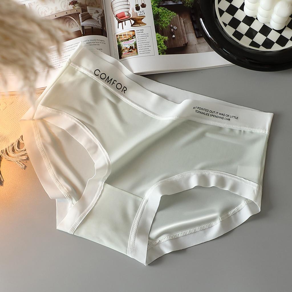 Nude Japonské K pokožce šetrné Dívčí Kalhotky z ledového hedvábí Dámské Středně vysoký pas Bezešvé Sladké Pohodlné Jednoduché Kalhotky Ženské