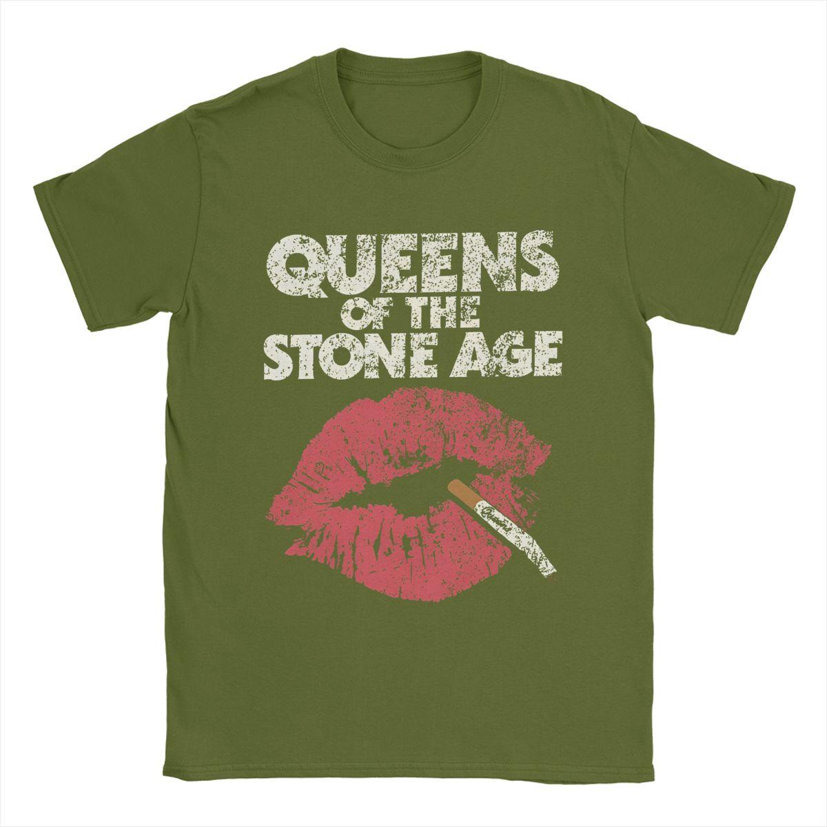 

Men T-Shirts Queens Of The Stone Age Hipster 100% Cotton Tees Short Sleeve T Shirts Crewneck Clothing 4XL 5XL 6XL 4XL