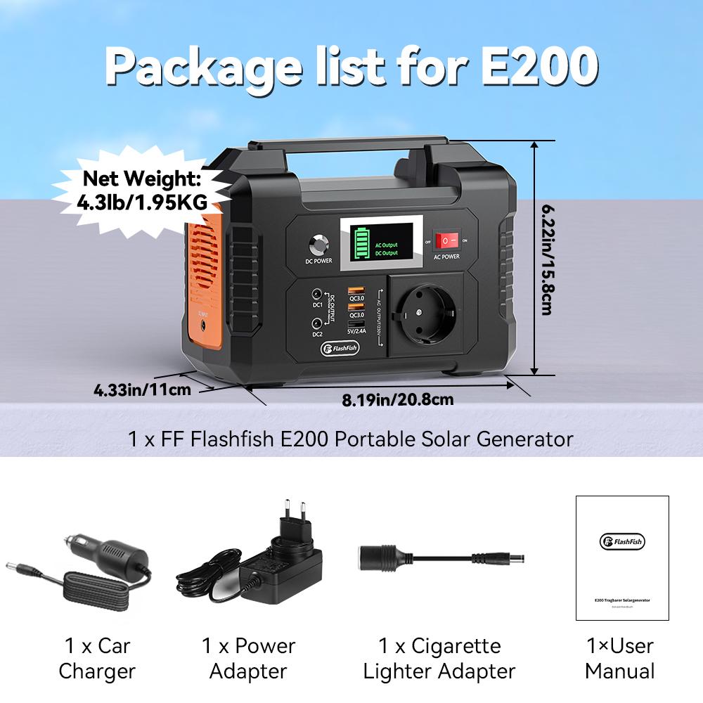Flashfish Cheap Price 200W Outdoor Back up Solar Generator Portable Power Station Set With 60w Solar Panels