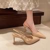 Elegant Thin High Heels Women Pumps Fashion Buckle Strap Pointed Toe Slingbacks Sandals Mule Shoes for Wedding Party