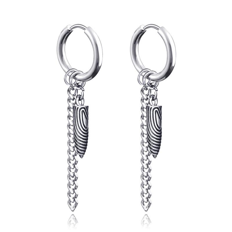 New Punk Stainless Steel Chain Hoop Earrings For Women Men Trendy Goth Pop Hip Hop Pendants Ear Jewelry Accessories Earring