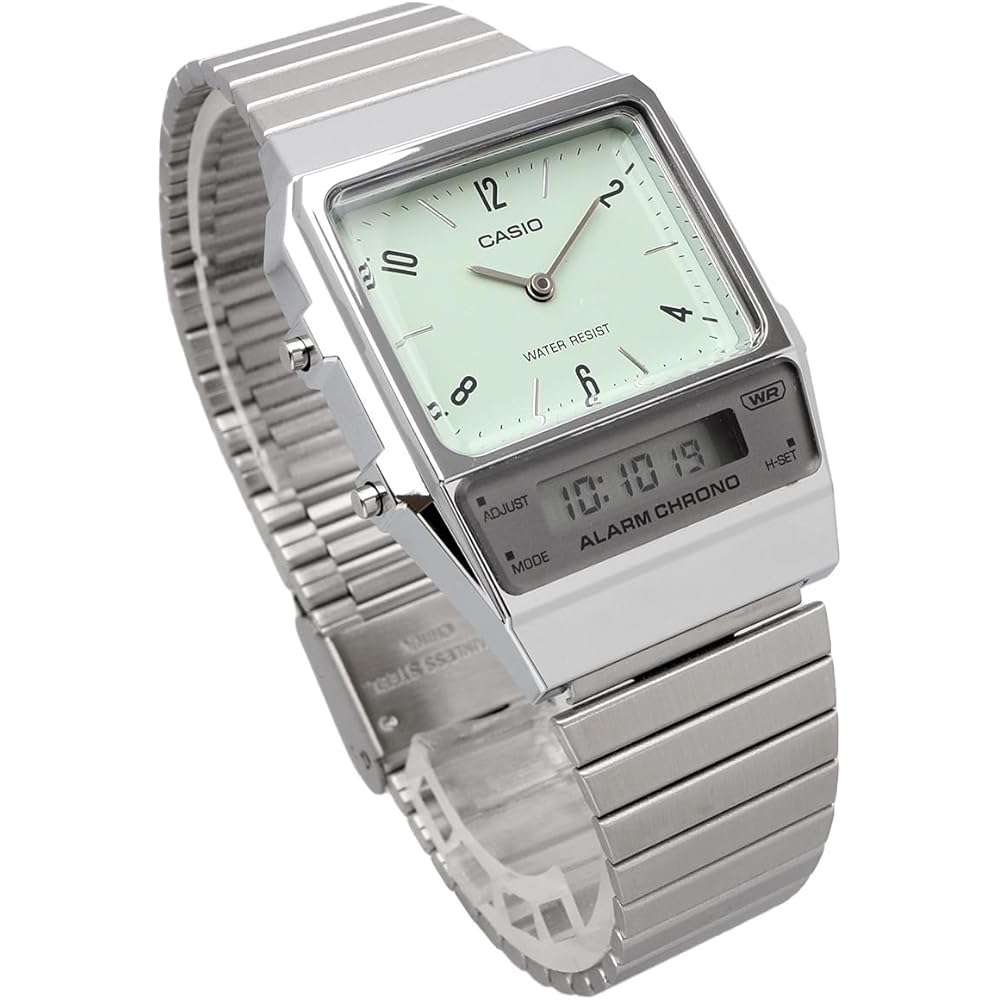 Casio Standard Analog-Digital Quartz Watch AQ-800E-3A Unisex Pale Green International Model