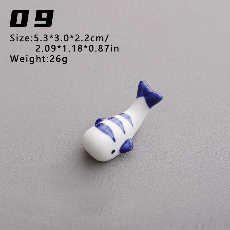 Cute Little Fish Ceramic Solid Chopstick Holder for Japanese Restaurants, Spoons, Fork Racks, Ceramic Rest Kitchen Utensils