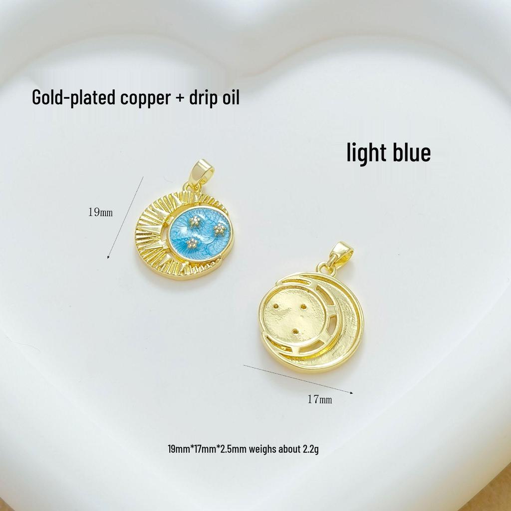 European & American Gold-Plated Moon Star Copper Pendant Necklace for Women