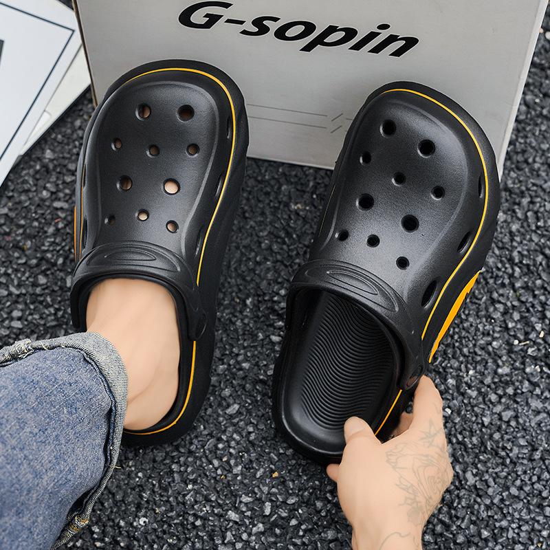 Men's Personalized Hole Shoes Are Comfortable, Non-slip and Wear-resistant, Fashionable and Simple Leisure, Outdoor Beach Bag Head Drag