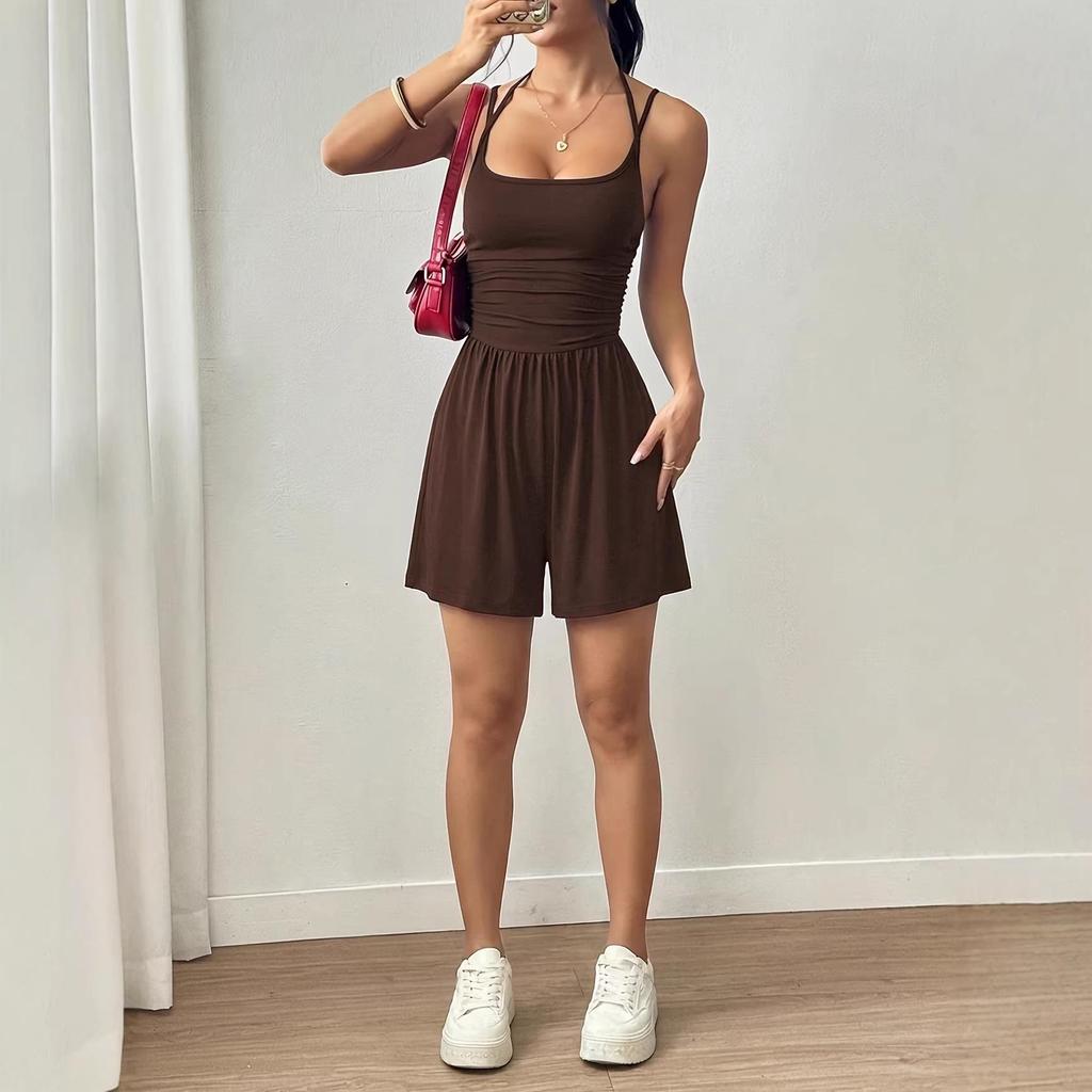 Tuta Estiva 2026 da Donna con Spalline Sottili a Fascia - Pantaloncini Larghi Casual